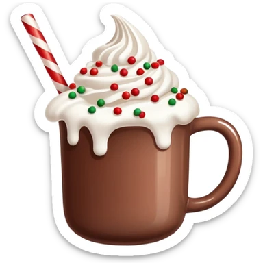 Hot chocolate with marshmallows Christmas themed  sticker