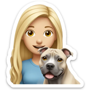 Blonde girl with gray american staffordshire terrier sticker