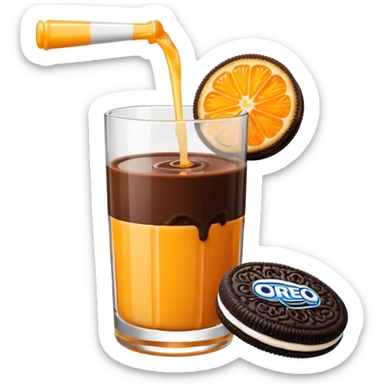 Oreo cookie being dipped into a glass of orange juice sticker