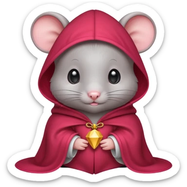 baby grey mouse, in magic red cloak sticker