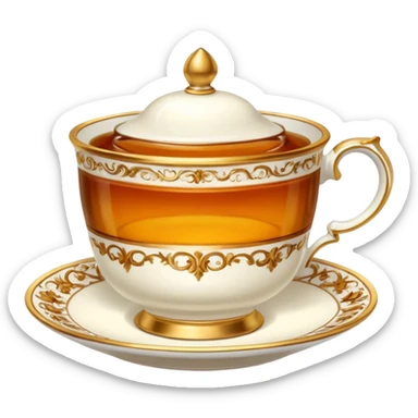 victorian teacup with tea sticker