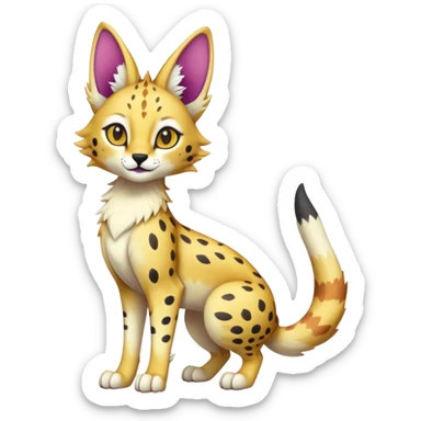 Cute Kawaii Epic Colorful Sergal-Serval-Vernid full body sticker