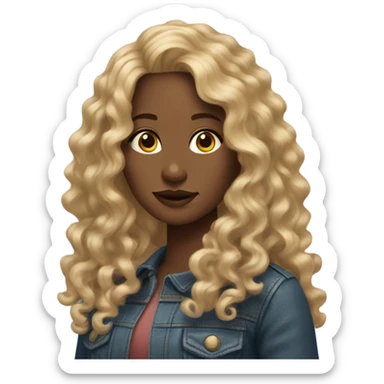 Gorgeous light brown woman with blonde long curly hair  sticker