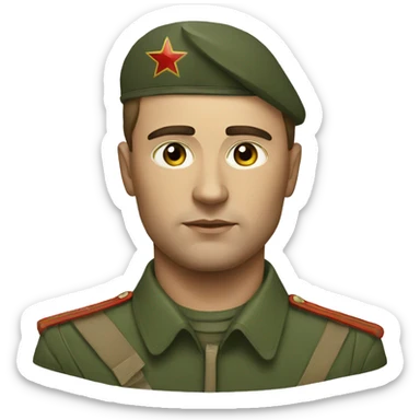 realistic ussr soldier serious with military takes sticker