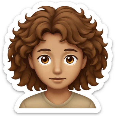 Brown eyes brown wavy/fuzzy hair and tan  sticker
