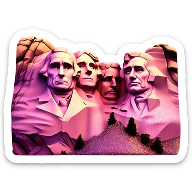 Pink ombre Mount Rushmore with glitter sticker