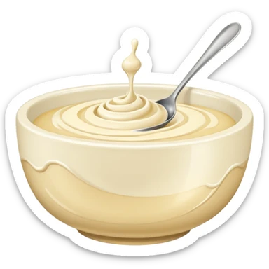 bowl of cream with spoon in it. Make sure to give the cream it swirling shape sticker
