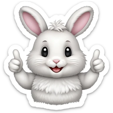 Double thumbs up thankful smiley face bunny sticker