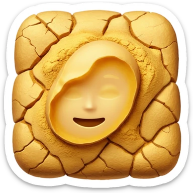 ground ginger, mound or scatter, fine pale golden-beige powder, smooth dry texture, irregular shape with soft ridges or peak, warm vibrant color, no spoon, bowl, container, or faces, clean 3D rendering, soft shadows, transparent background, emoji scale sticker