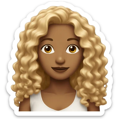 Gorgeous light brown woman with blonde long curly hair  sticker