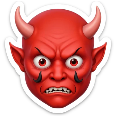 Creppy devil with raised eyebrows and shushing sticker