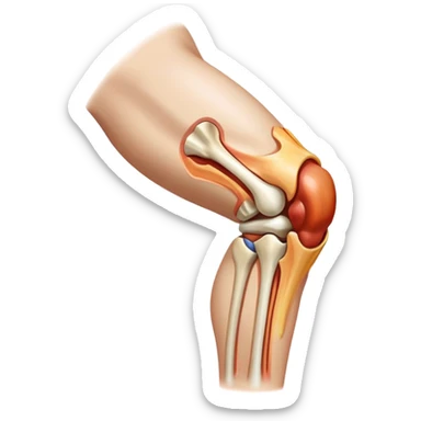 Knee with tendon injury and swelling sticker