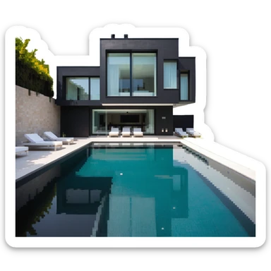 luxury villa with indoor pool, contemporary design sticker