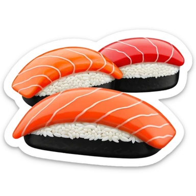 Japanese cuisine humanless avatar in minimalist emoji-style illustration. Sushi , clean lines, red white colors, flat design, calm and modern. sticker