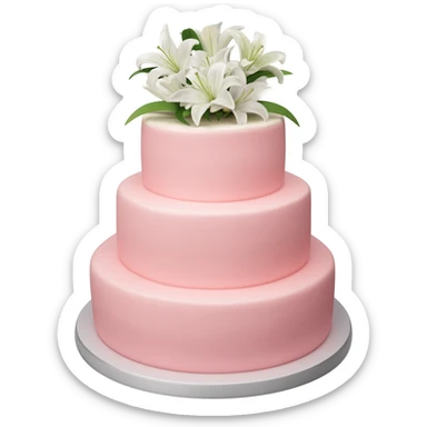 Pastel pink shaped wedding cake with and white lilies on top sticker