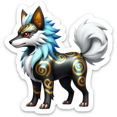 Shiny Gothic Exotic Punk’ish Cool Colorful Epic Futuristic Houndoom-Arcanine-Zorua-Torracat-Pokémon-Fakémon-hybrid-creature sticker