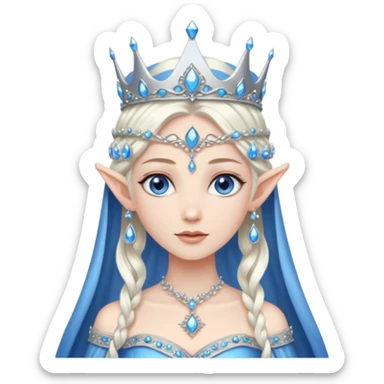 Hyper realistic celestial elf mage queen pale skin blue eyes sticker