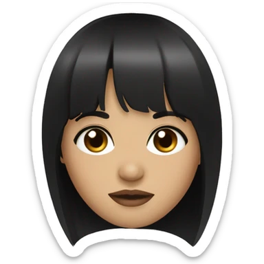Black hair with bangs, hazel eyes, dark brown eyes, dark make up sticker