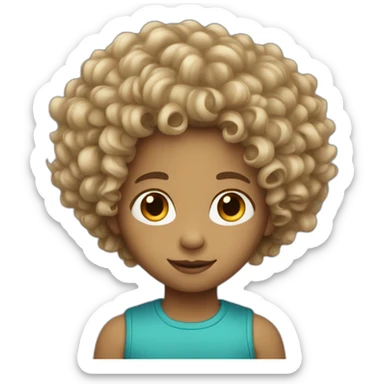 Light skin with long curly hair kid sticker