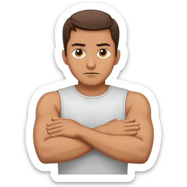 arms crossed hands around neck mad guy  sticker
