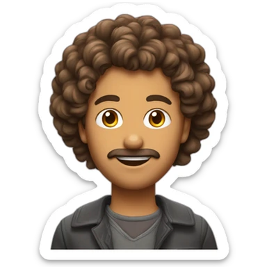 homme brun aux cheveux bouclés qui tombe sur le front sticker