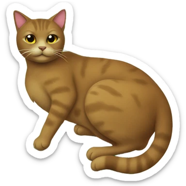 brown cat on a green flowered cat tree sticker