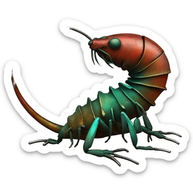 Black red gold green cyan rusty grunge effect scratched patina rat mouse scorpion tail stinger  sticker