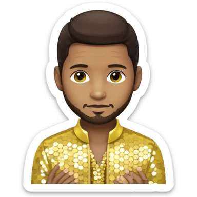 Usher with dark brown hair, pale yellow sequin outfit sticker