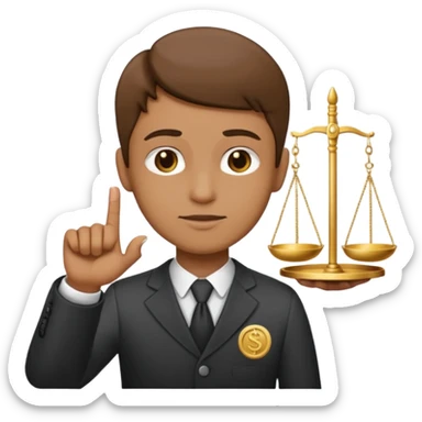 A serious person balancing a coin and legal scale emoji sticker