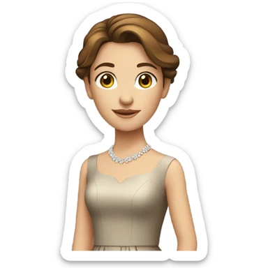 brown-haired girl in elegant dress standing sticker