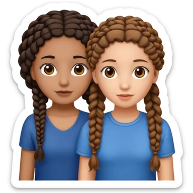 2 girl best friends. One is black with braids and brown eyes. One is white with curly brown hair with brown eyes. sticker