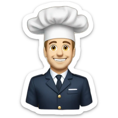 Macron in front of flour line in Les Champs élisé sticker