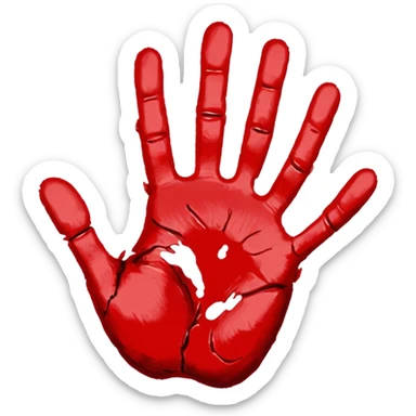 Red paint hand print sticker