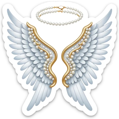 white angel wing with lace and pearls sticker