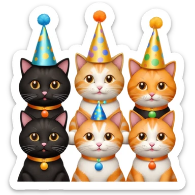 twelve cats at a birthday party sticker