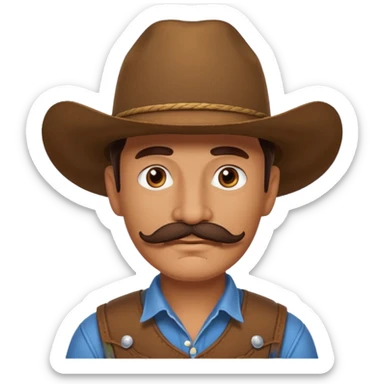 brown cowboy with mustache sticker