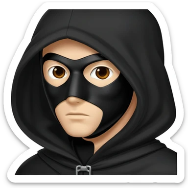  black mysterious masked hooded man sticker