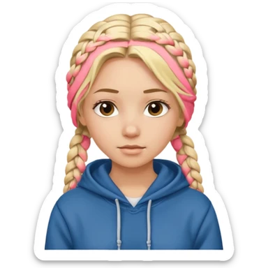 hoodie which cover her hair blonde girl with braided hair sticker