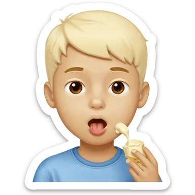 Boy licking white chocolate  sticker