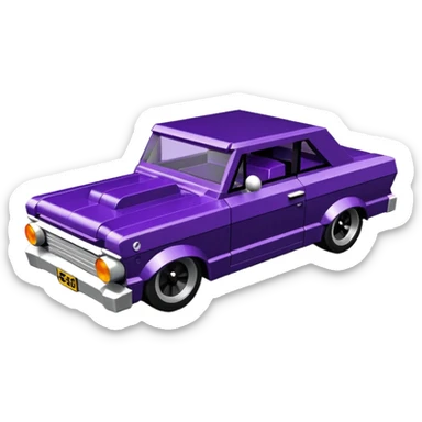 futuristic Jetson’s Lego midnight-dark-purple stealthy black metallic 1965 Chevy Nova SS street rat rod  understated  sticker