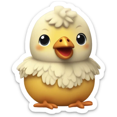Cute plush mama chicken toy sticker