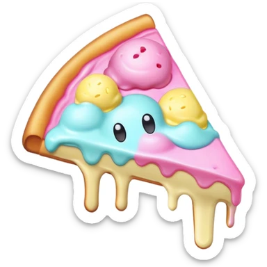 Melted neon kawaii pastel ice cream pizza slice sticker