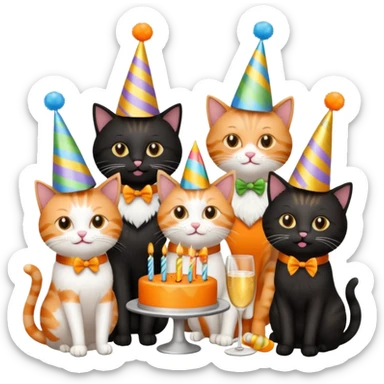 twelve cats at a birthday party sticker