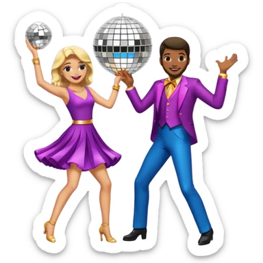 man and woman dancing under disco ball sticker