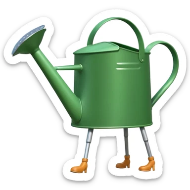 give me a watering can with legs. anthropomorphise the can sticker