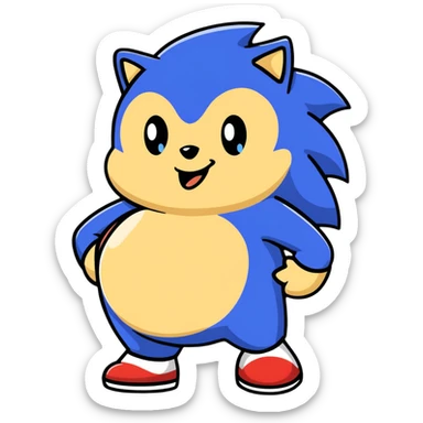 Sonic the hedgehog character with pregnant belly sticker
