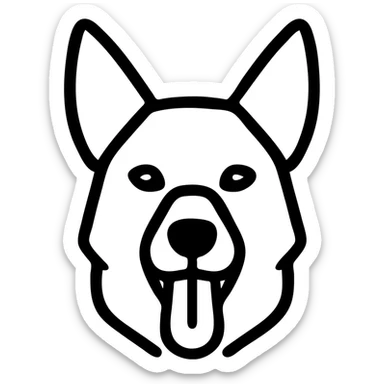 detailed vector illustration of a dark German Shepherd dog with its tongue hanging out long sticker