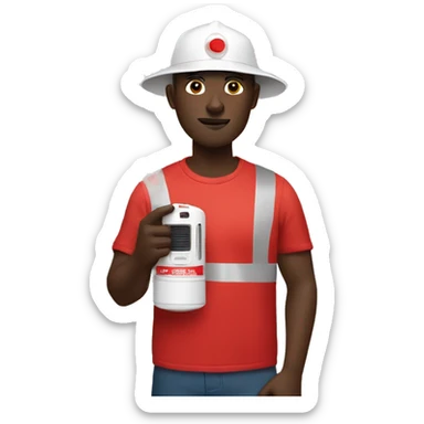 Dark skinned man holding Smoke alarm  sticker