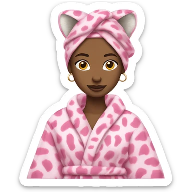Pink robe with white Cheetah print ￼￼ sticker