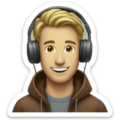 Man happy to listen to music sticker